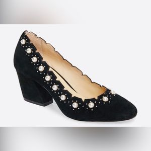 NWT Botkier Holly Pearl-Embellished Dress Pump in Black Suede | Size 8.5